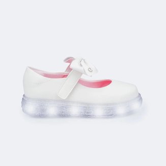Tênis Led Pampili Sneaker Luz Mary Jane Branco/rosa 483.014