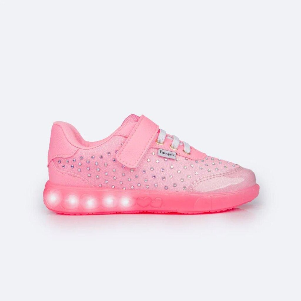 Tênis Led Pampili Sneaker Luz Rosa Neon com Pulseira 670.028