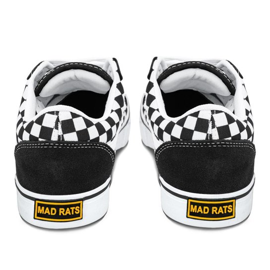 Tênis Mad Rats Infantil Lona Old School Quadriculado Branco Cor