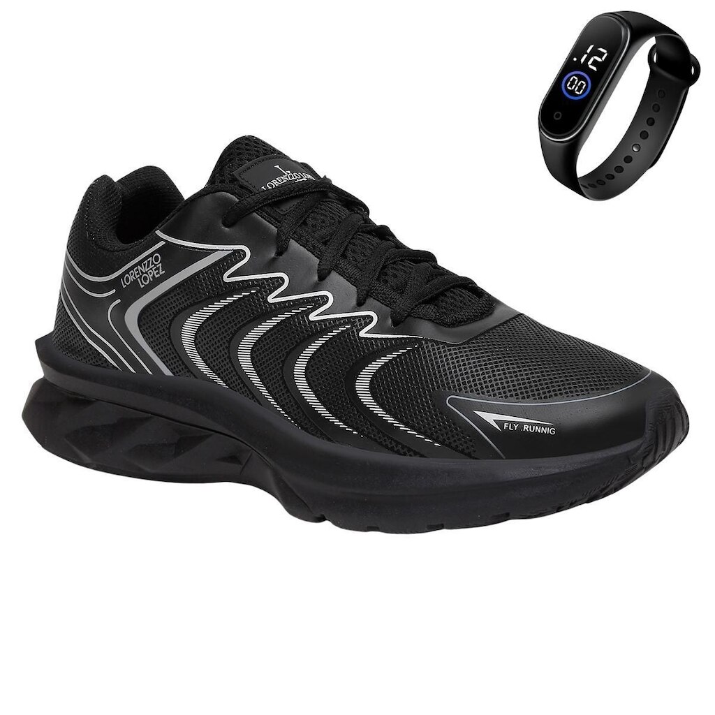 Tênis Masculino Caminhada Academia Treino Leve Macio + Relógio
