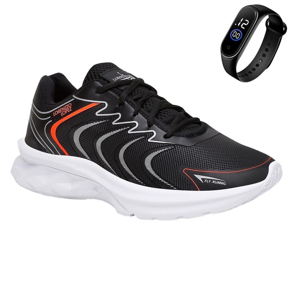 Tenis Masculino Caminhada Academia Treinos Leve Macio + Relógio