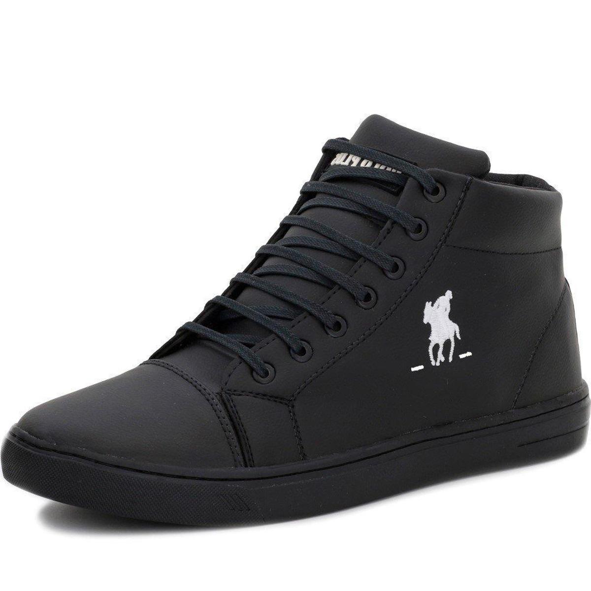 Tenis Masculino Cano Alto Botinha Polo Plus Black - Preto | Netshoes