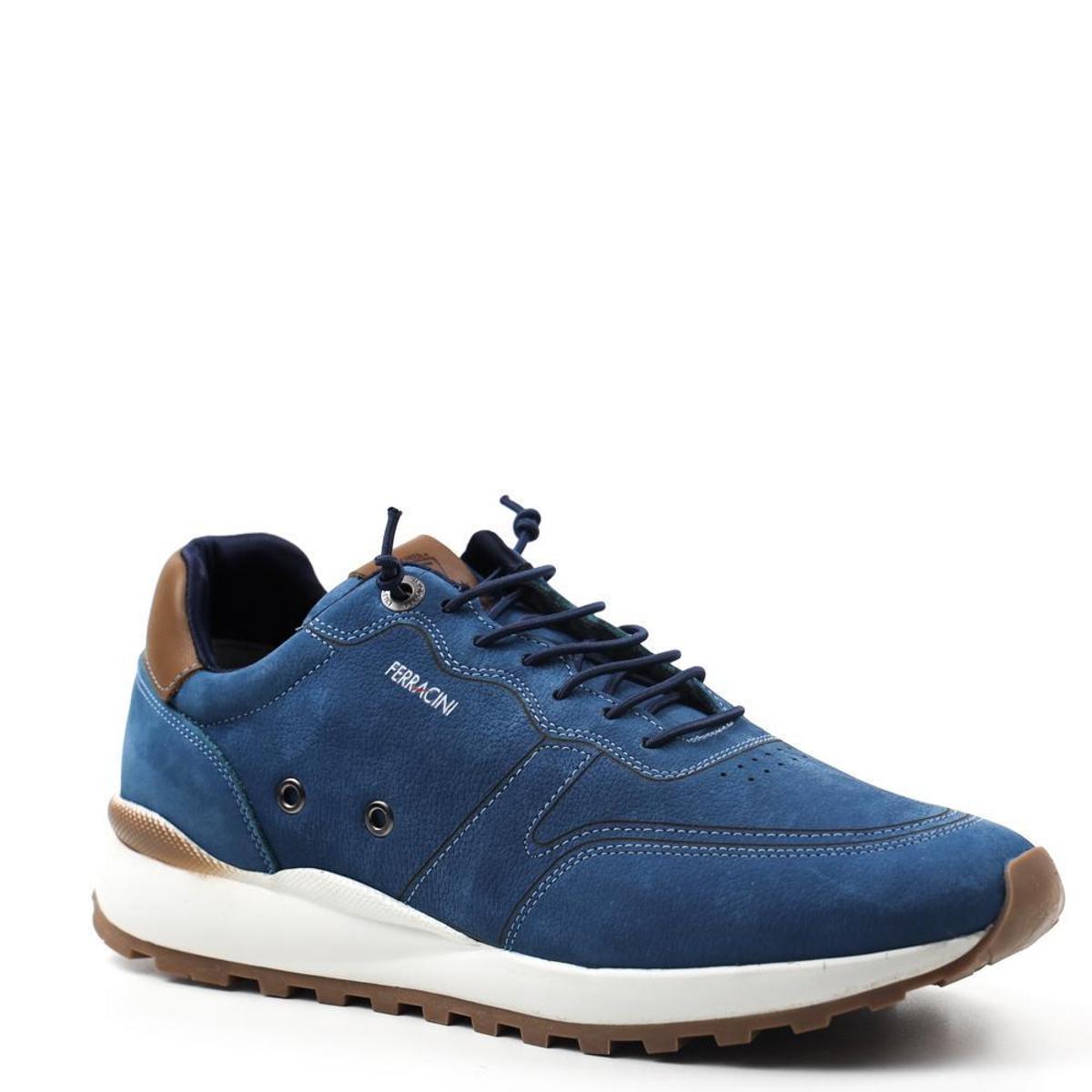 Tênis Masculino Casual Ferracini Em Couro - Azul | Netshoes