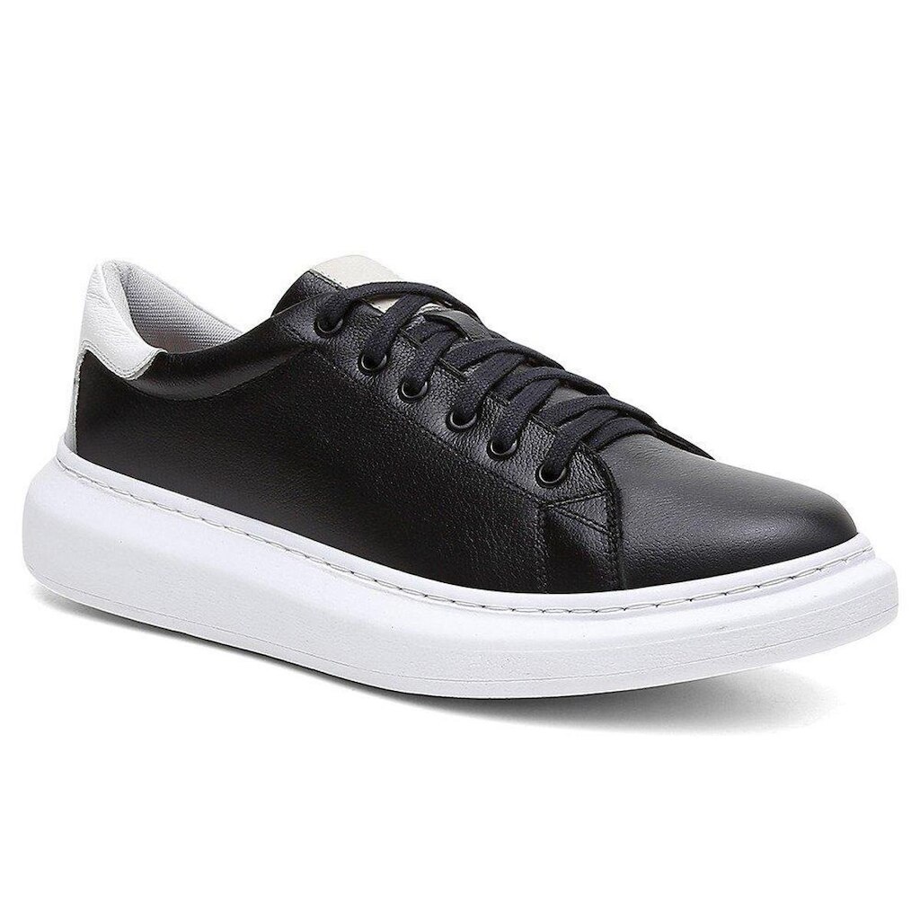 Tenis Masculino Centuria Sola Alta Couro Preto/branco