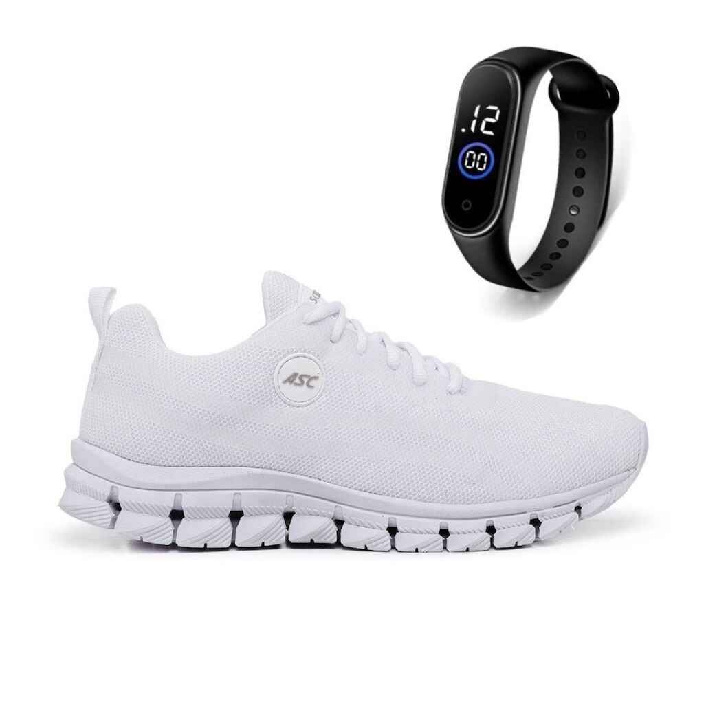 Tênis Masculino Confortável para Caminhadas e Treinos Leves + Relógio Digital