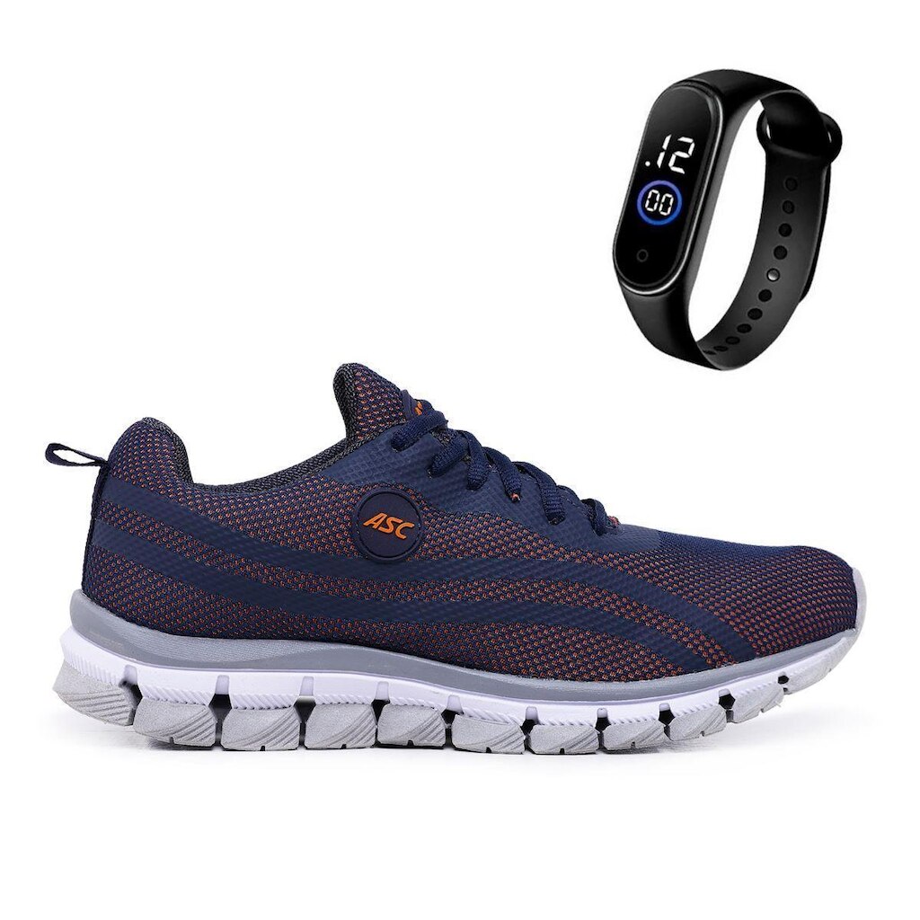 Tênis Masculino Confortável para Caminhadas e Treinos Leves + Relógio Digital