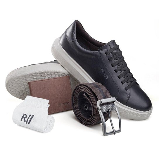 Tênis Masculino Couro Rafarillo + Carteira + Cinto + Meia Kit - Preto é ruim? Tênis Masculino Couro Rafarillo + Carteira + Cinto + Meia Kit - Preto é boa?