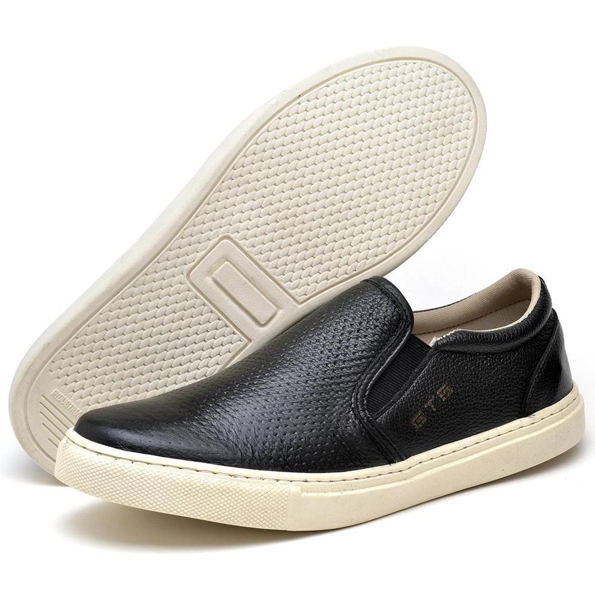 Tenis Masculino de Couro Sem Cadarço Slip On Clube do Sapato de Franca ...