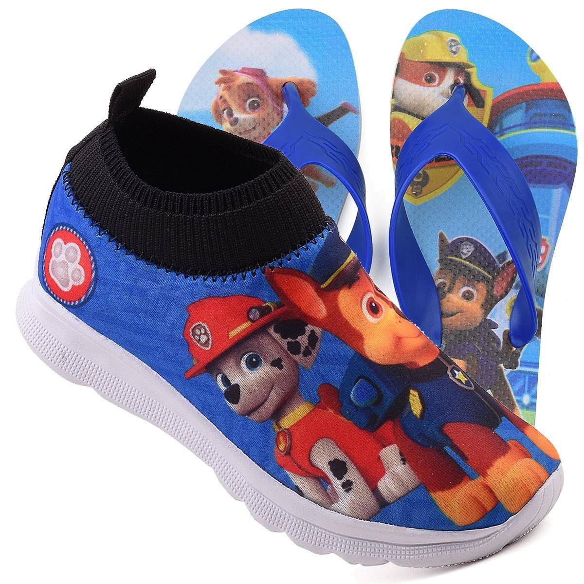 Tenis Masculino De Led Infantil Patrulha Canina Meninos + Chinelo PCG Menor preço em Tenis Masculino De Led Infantil Patrulha Canina Meninos + Chinelo PCG