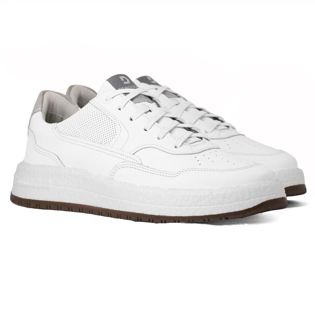 Tênis Masculino Democrata Denim Drake Pulse Couro Cadarço Confortável 600101