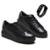 Tênis Masculino em Couro Confortável Básico + Relógio - Preto Fosco+Preto