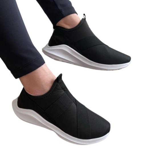 Tênis Masculino Esporte Meia Elástico Calce Fácil Caminhada - Preto Menor preço em Tênis Masculino Esporte Meia Elástico Calce Fácil Caminhada - Preto