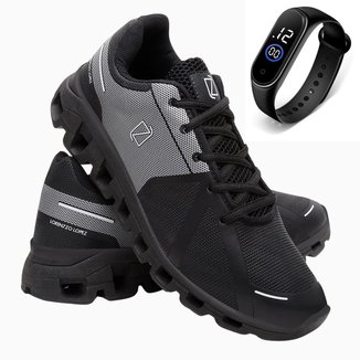 Tênis Masculino Esportivo Academia Caminhada Ultra Leve Com Relógio