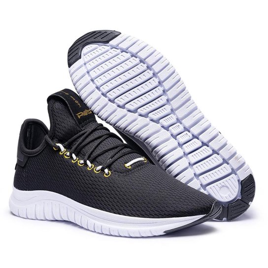 Tênis Masculino Esportivo Academia Polo Joy Running Cadarço - Preto Menor preço em Tênis Masculino Esportivo Academia Polo Joy Running Cadarço - Preto