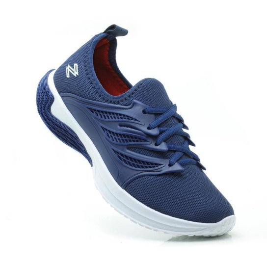 Tênis Masculino Esportivo Calce Fácil Conforto Leve Macio - Azul Menor preço em Tênis Masculino Esportivo Calce Fácil Conforto Leve Macio - Azul