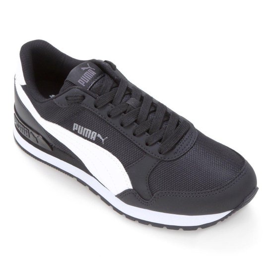 Tênis Masculino Esportivo Puma Runner V2 SN BDP - Preto+Branco Menor preço em Tênis Masculino Esportivo Puma Runner V2 SN BDP - Preto+Branco