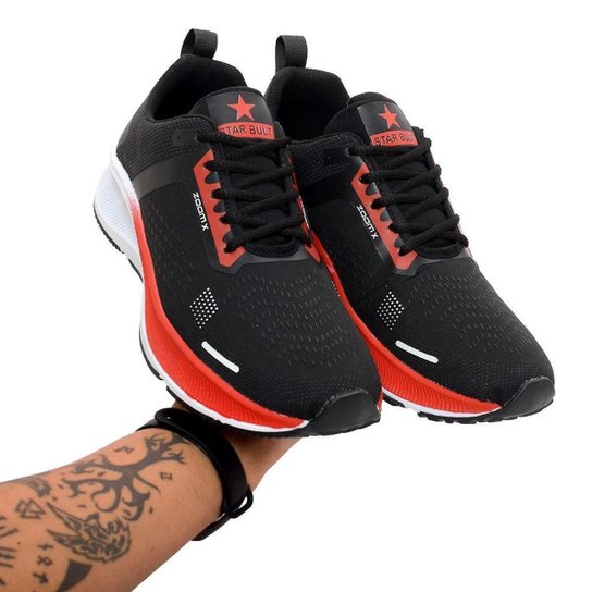 Tenis Masculino Feminino Confortável Caminhada Academia - Vermelho Menor preço em Tenis Masculino Feminino Confortável Caminhada Academia - Vermelho