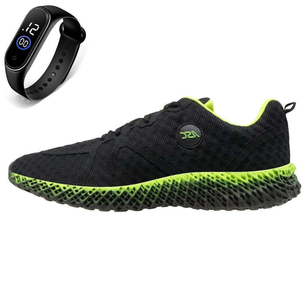 Tênis Masculino Fitnes Academia Caminhada Cross Leve e Resistente + Relógio