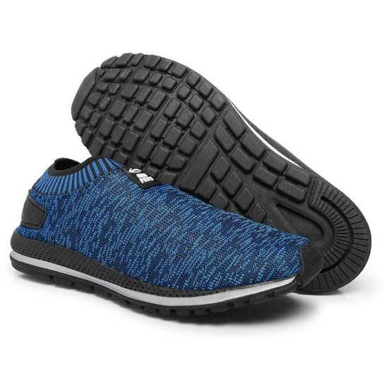 Tênis Masculino Meia Sem Cadarço Calce Fácil Macio. - Azul Menor preço em Tênis Masculino Meia Sem Cadarço Calce Fácil Macio. - Azul