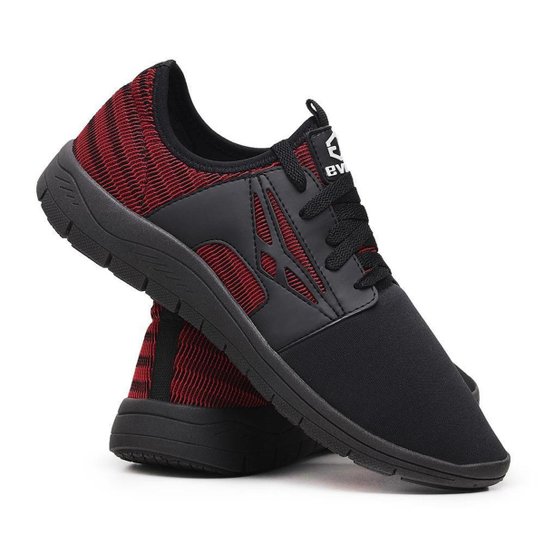 Tênis Masculino Nylon Conforto Caminhada Fitness Esportivo - Vermelho Menor preço em Tênis Masculino Nylon Conforto Caminhada Fitness Esportivo - Vermelho
