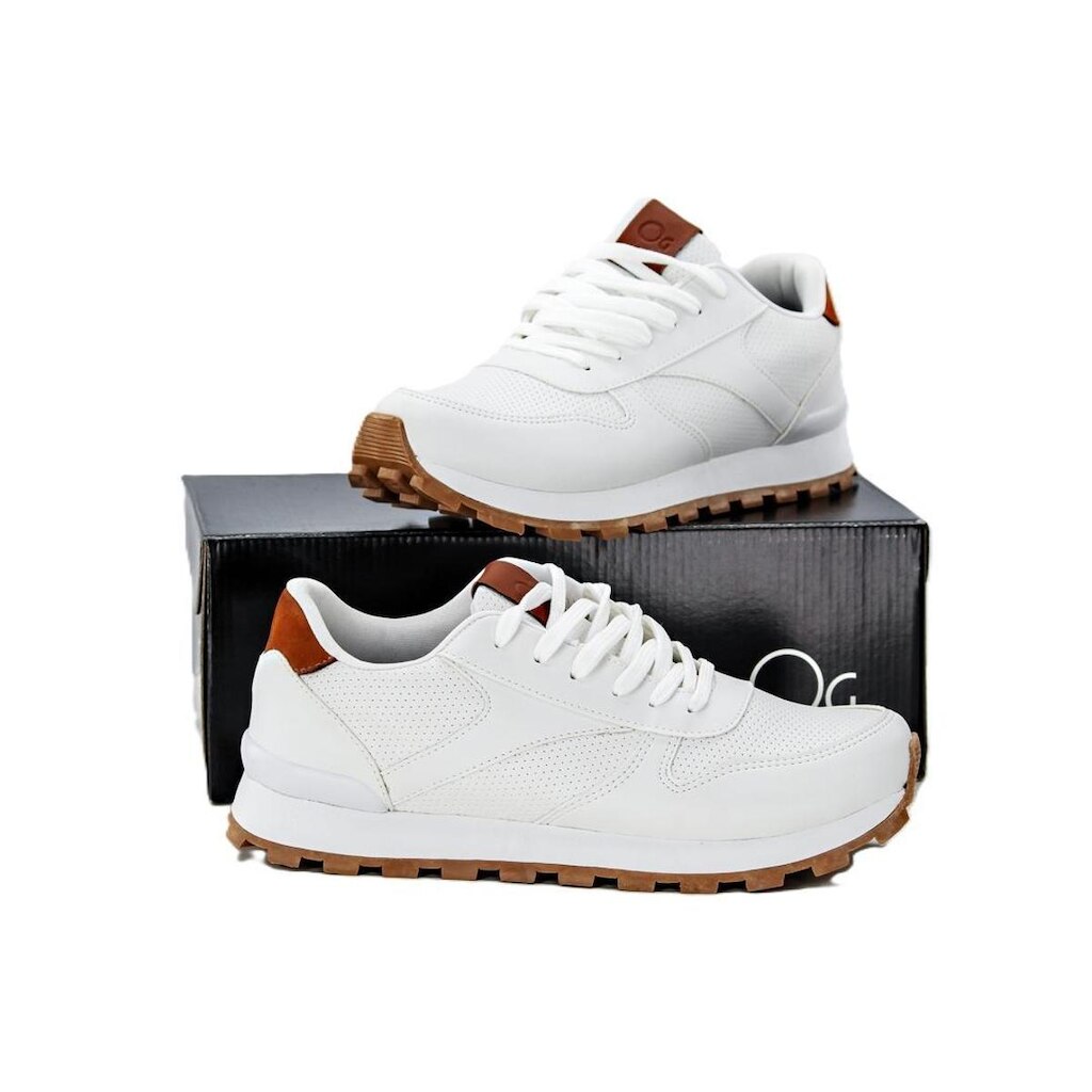 Tênis Masculino Ogochi Com Cadarço Branco 0006