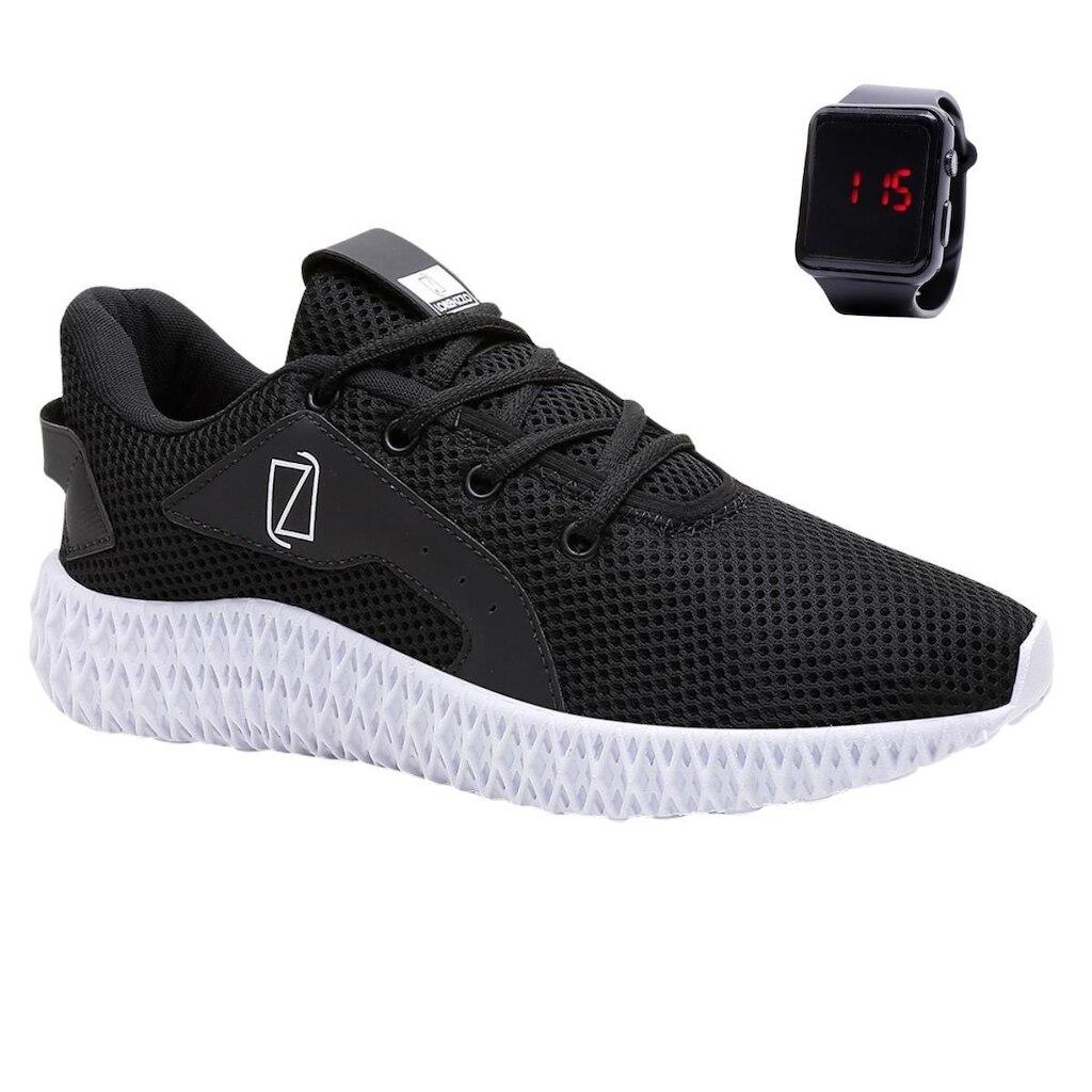 Tênis Masculino Para Treino Caminhada Esporte Academia + Relógio
