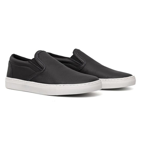 tenis masculino Paris casual iate slip on em couro legitimo - Preto Menor preço em tenis masculino Paris casual iate slip on em couro legitimo - Preto