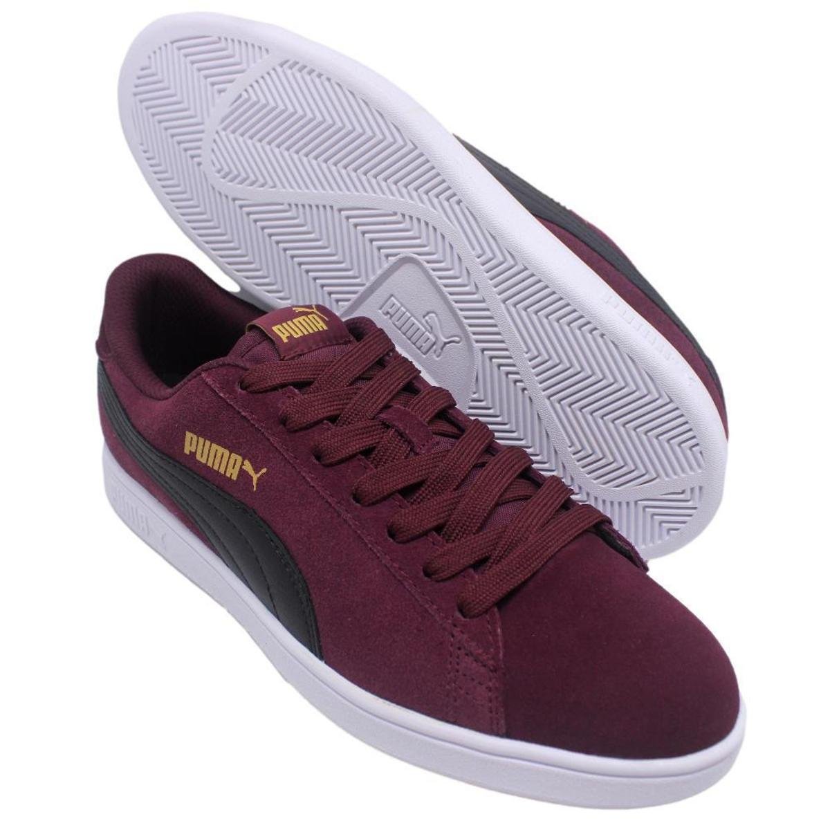 Tenis Puma Smash V2 Vinho Puma Smash V2 Puma Feminino Vermelho