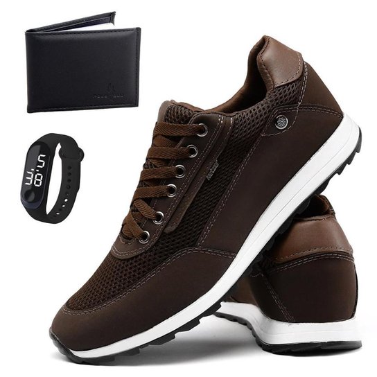 Tênis Masculino Sapatenis Jogger Casual Esporte Fino Kit Com Carteira Mais Relogio - Preto Menor preço em Tênis Masculino Sapatenis Jogger Casual Esporte Fino Kit Com Carteira Mais Relogio - Preto