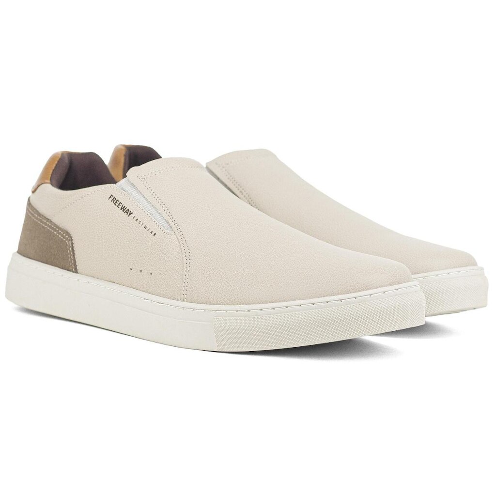 Tênis Masculino Slip On Freeway Casual Box05 Couro Calce Fácil Elástico BOX05