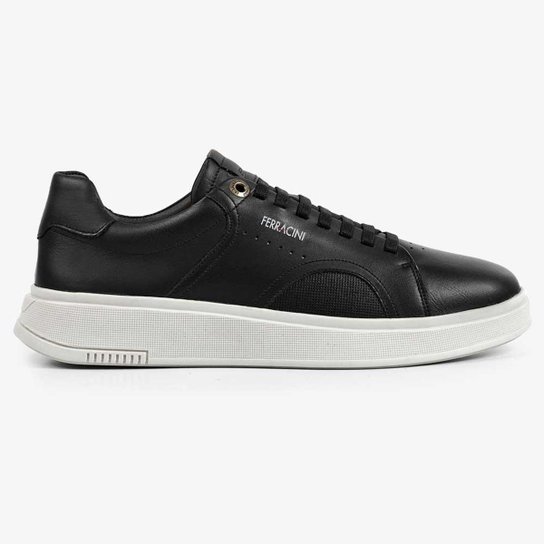 Tênis Masculino Sneaker Logan Preto Branco Ferracini 9313-678A - Preto Menor preço em Tênis Masculino Sneaker Logan Preto Branco Ferracini 9313-678A - Preto
