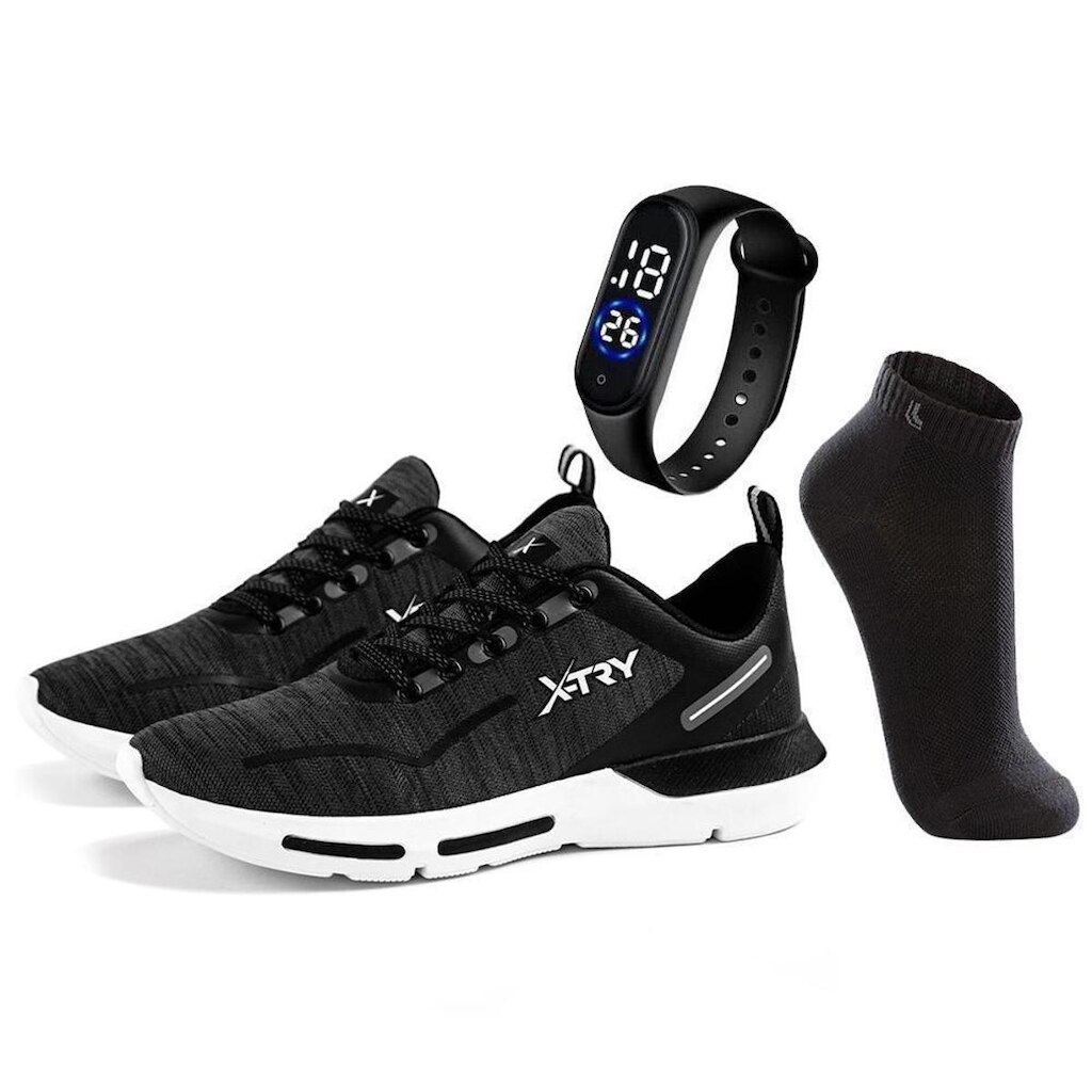 Tênis Masculino XTRY - Kit c/ Meia Lupo e Relógio Digital