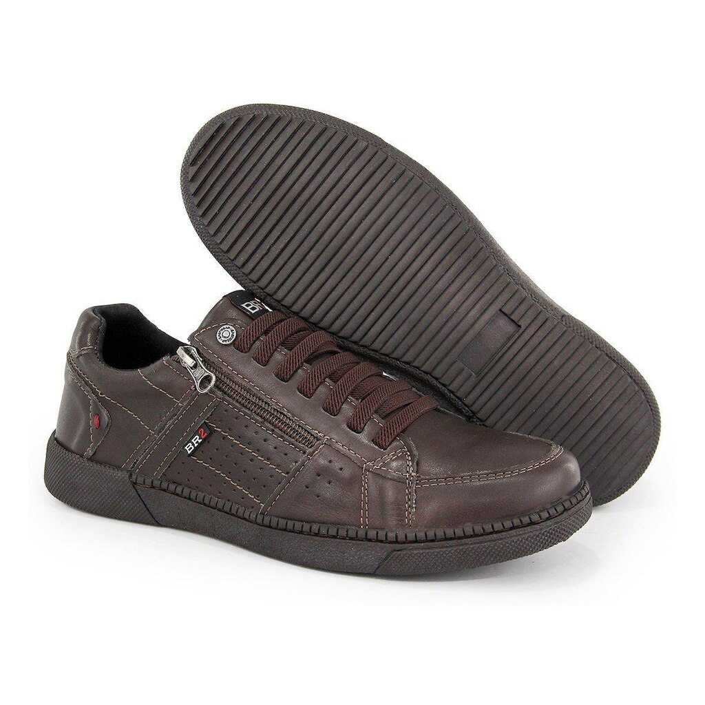 Tenis Masculinos Calce Facil couro 3121002 BBR2 cafe