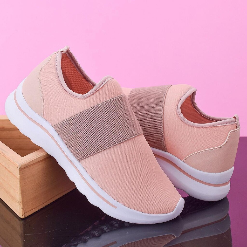 Tênis Meia Action Flex Original Com Elástico Nude