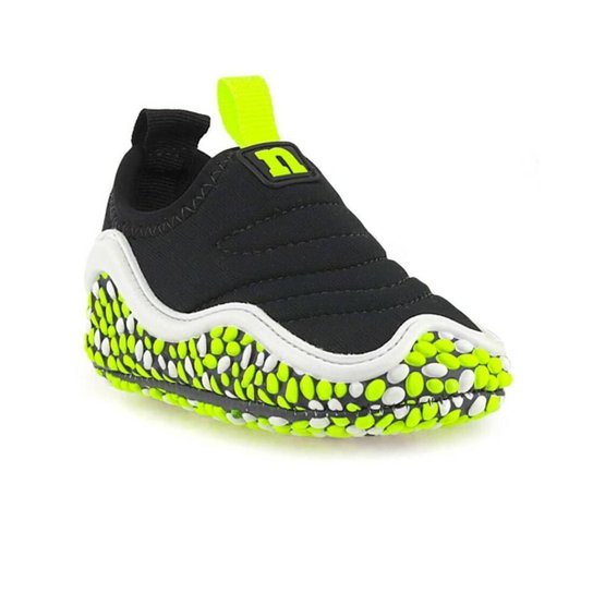 Tênis Meia Bebê Novopé Estampado - Preto+Amarelo Menor preço em Tênis Meia Bebê Novopé Estampado - Preto+Amarelo