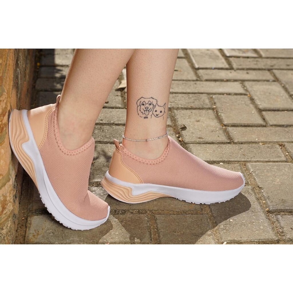 Tênis Meia Caminhada Academia Slip-On sem Cadarço