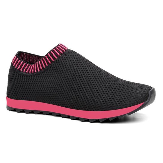 Tênis Meia Feminino Cano Baixo Respirável Confortável Casual - Preto+Rosa Menor preço em Tênis Meia Feminino Cano Baixo Respirável Confortável Casual - Preto+Rosa