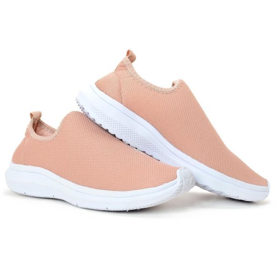 Tênis Meia Feminino Casual e Esportivo Confortável - Nude Menor preço em Tênis Meia Feminino Casual e Esportivo Confortável - Nude