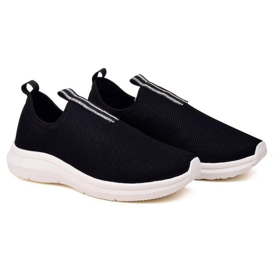 Tênis Meia Feminino Esportivo Calce Fácil Liso Leve Conforto - Preto Menor preço em Tênis Meia Feminino Esportivo Calce Fácil Liso Leve Conforto - Preto