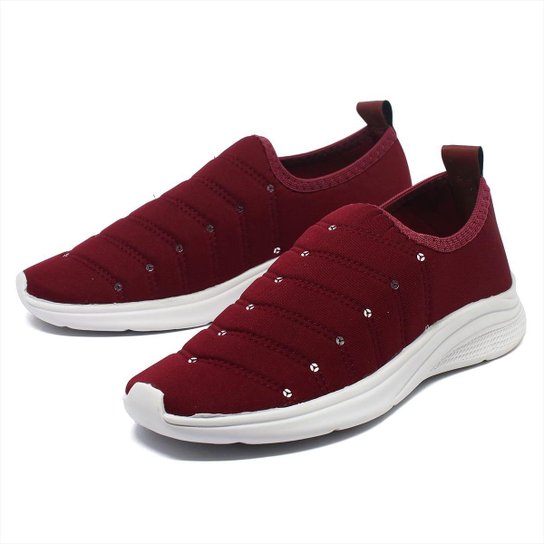 Tênis Meia Feminino Sem Cadarço Calce Fácil Extra Leve Slip - Vinho Menor preço em Tênis Meia Feminino Sem Cadarço Calce Fácil Extra Leve Slip - Vinho