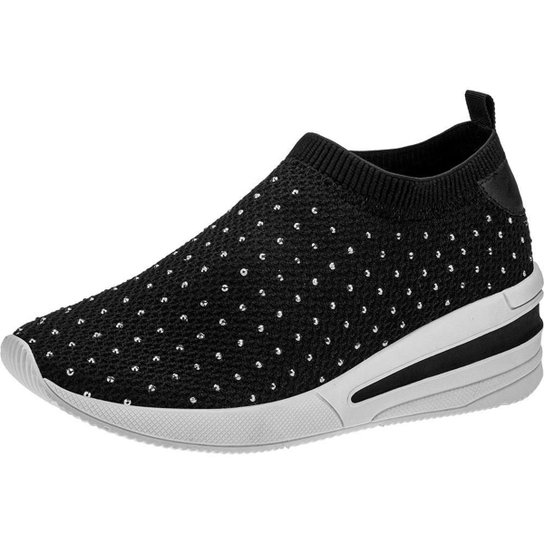 Tênis Meia Gigil Sneaker Anabela Brilho Feminino - Preto Menor preço em Tênis Meia Gigil Sneaker Anabela Brilho Feminino - Preto
