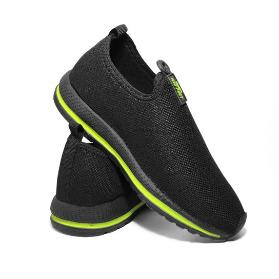 Tenis Meia Infantil Calce Fácil Resistente Kids Sem Cadarço Unissex - Preto+verde Menor preço em Tenis Meia Infantil Calce Fácil Resistente Kids Sem Cadarço Unissex - Preto+verde