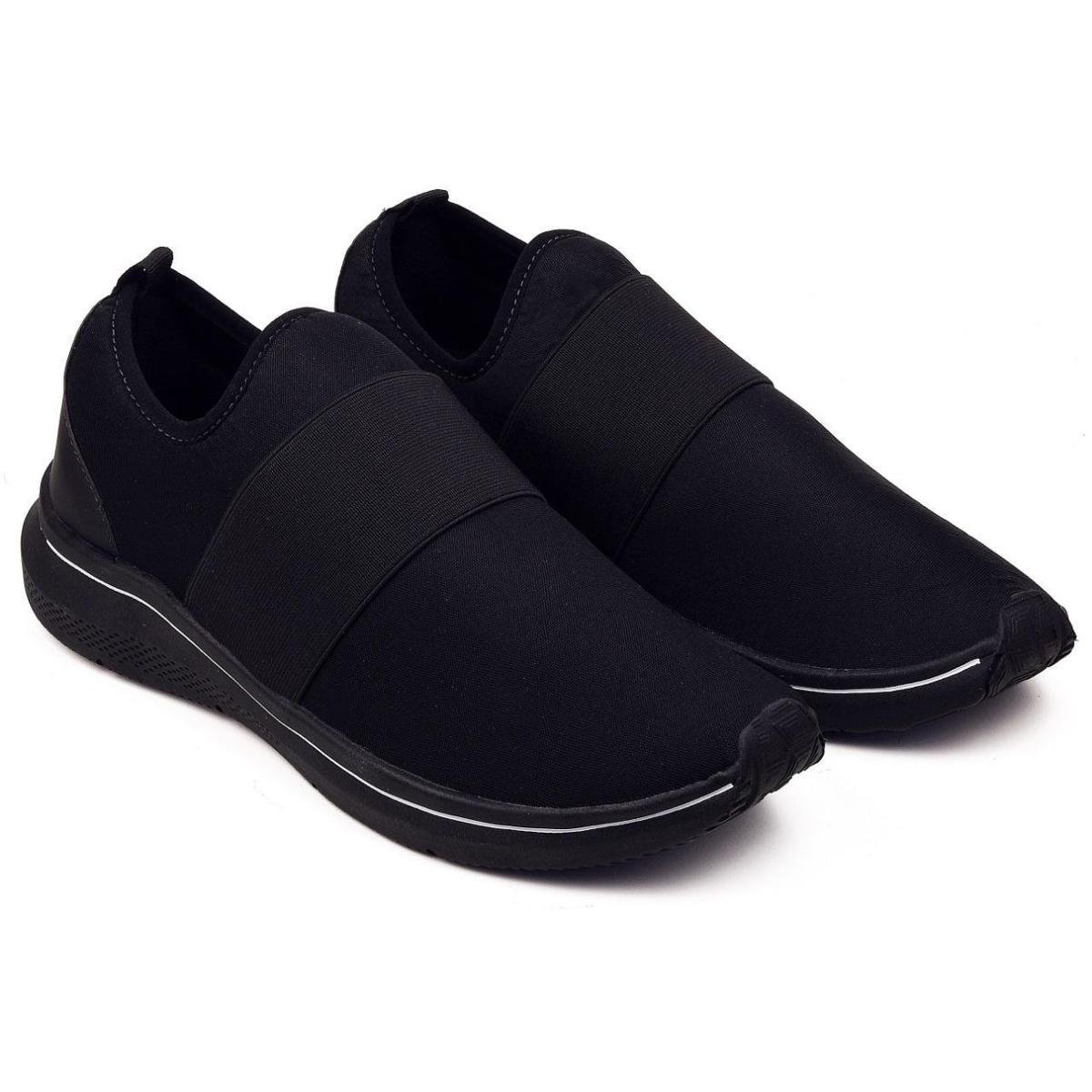 Sem Cadarço Tenis Slip On Masculino Preto Slip On ConffortTop