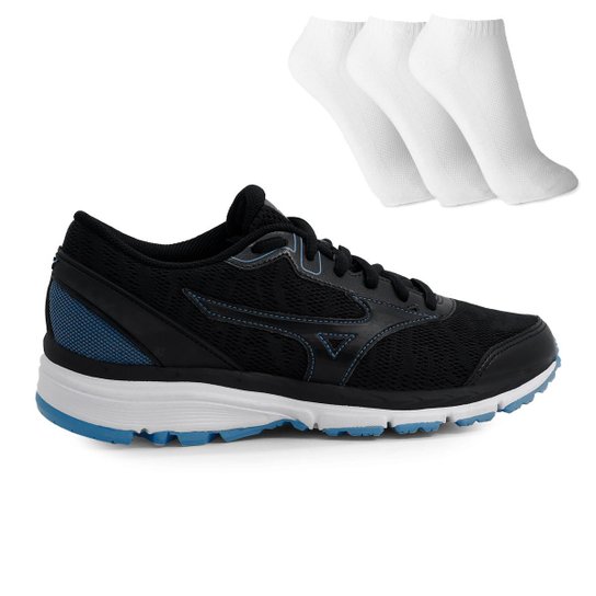 Tênis Mizuno Brave 3 + 3 Pares De Meia Masculino - Preto Menor preço em Tênis Mizuno Brave 3 + 3 Pares De Meia Masculino - Preto