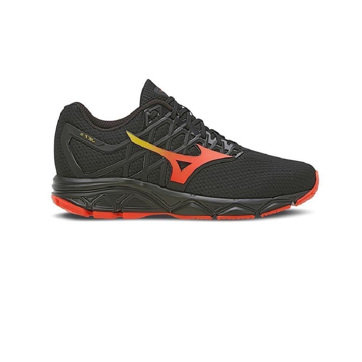 Tênis Mizuno Jet 5 Masculino - 41 - Preto/Vermelho - Mostarda+