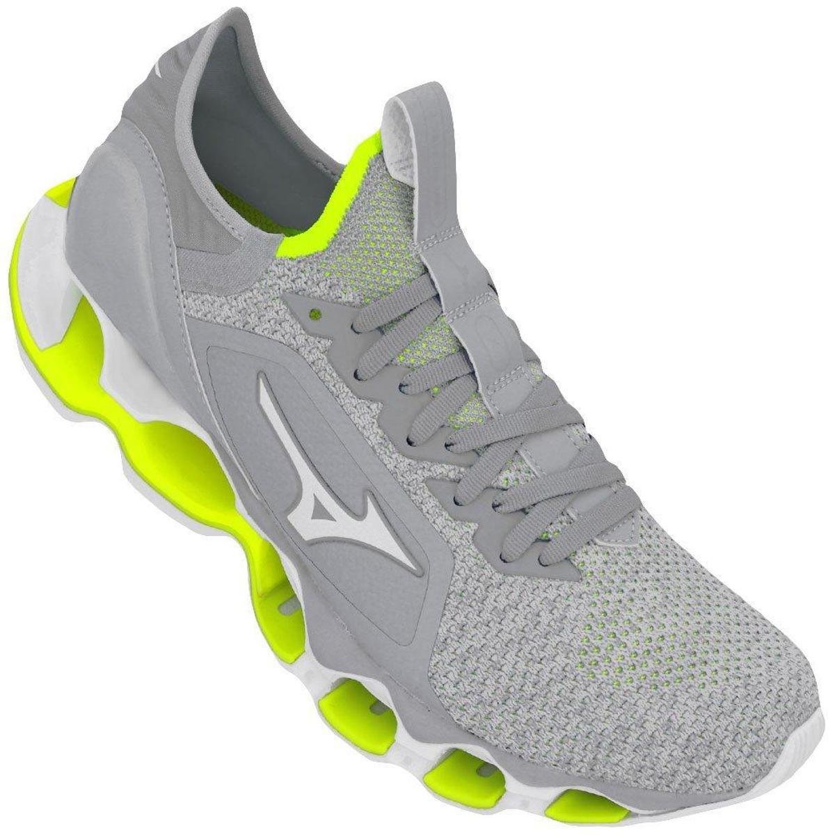 にゅ様グレー Tênis Mizuno Masculino Wave Prophecy X Knit - Cinza+Limão | Netshoes