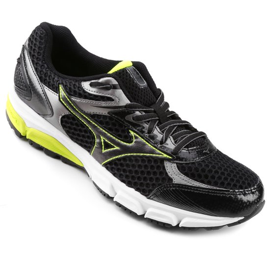 Tênis Mizuno Victory Masculino - Preto e Amarelo Menor preço em Tênis Mizuno Victory Masculino - Preto e Amarelo