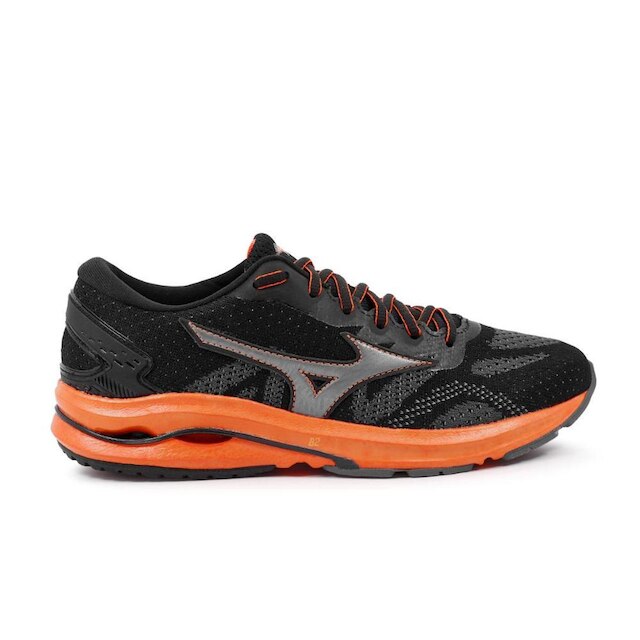 Tênis Mizuno Wave Colossus Preto com Laranja Masculino - Preto+Laranja Escuro Menor preço em Tênis Mizuno Wave Colossus Preto com Laranja Masculino - Preto+Laranja Escuro