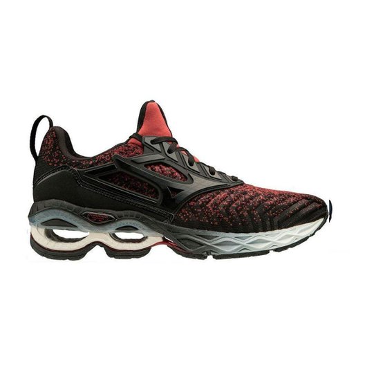 Tênis Mizuno Wave Creation Waveknit 2 - Masculino - 38 - Preto/Vermelho - Preto+Vermelho Menor preço em Tênis Mizuno Wave Creation Waveknit 2 - Masculino - 38 - Preto/Vermelho - Preto+Vermelho