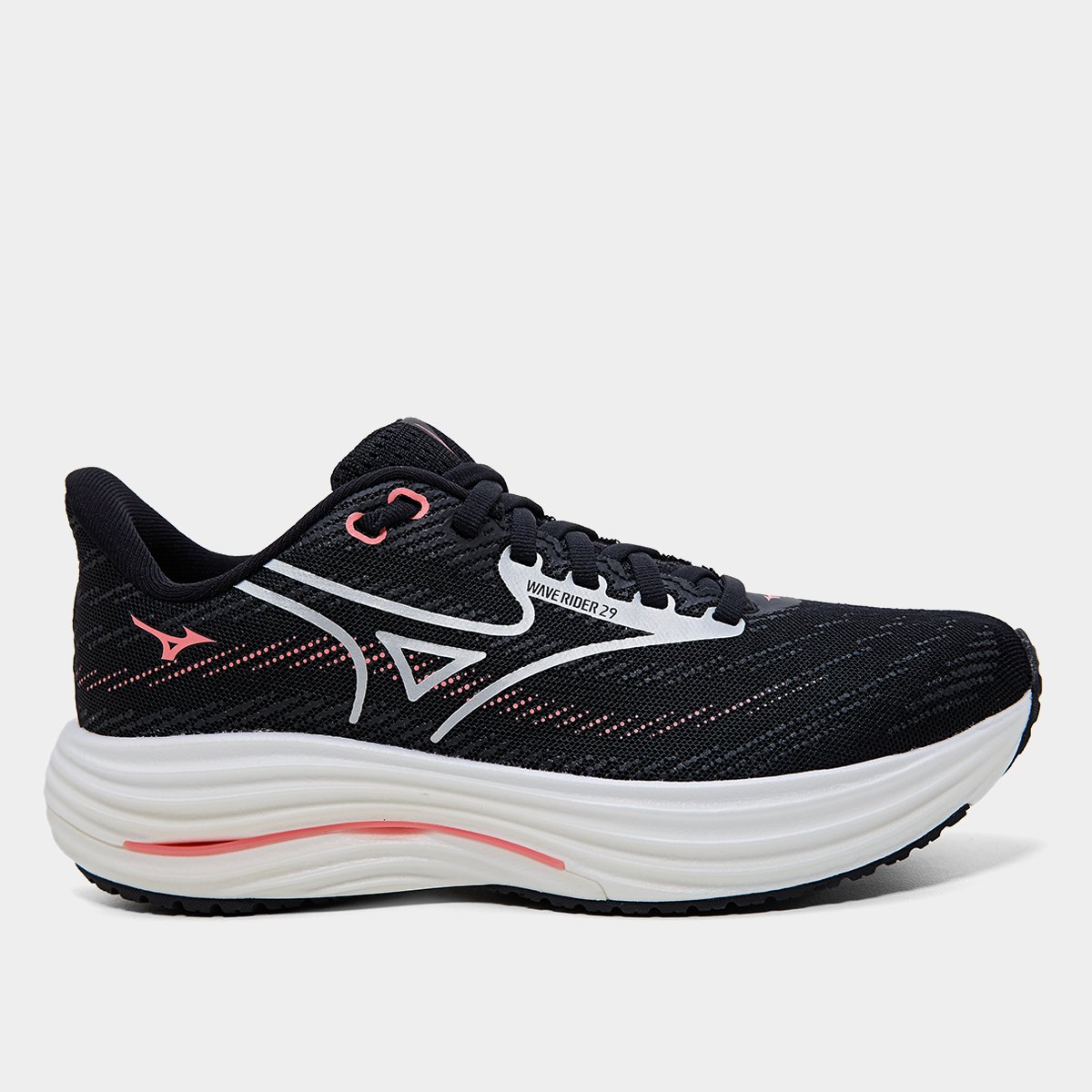 Tenis Mizuno Wave Rider 29 Feminino Preto Branco